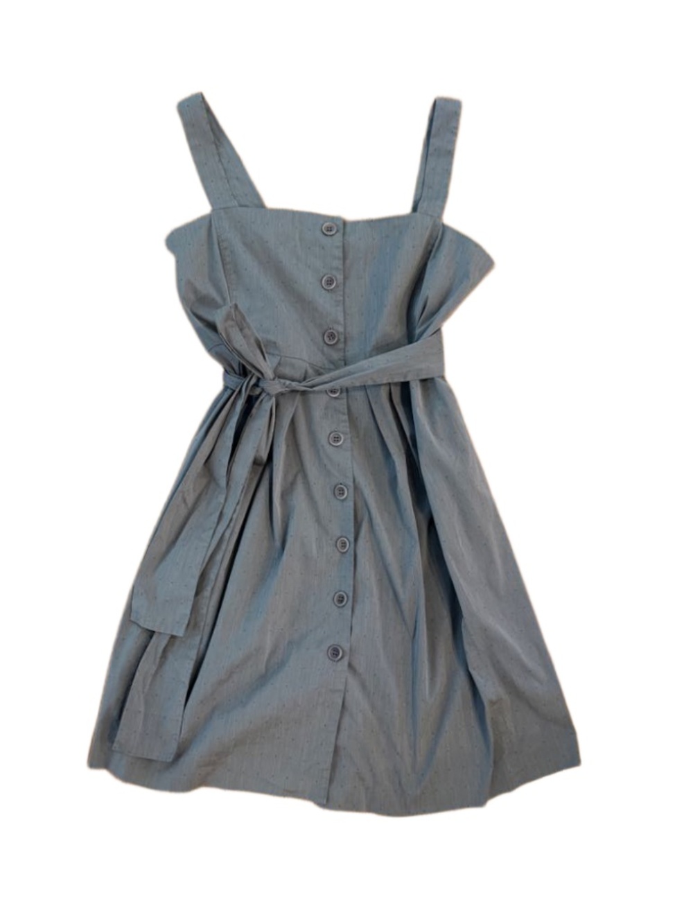 New Theory Gray cotton stretch poplin button front apron dress pockets 6 $298